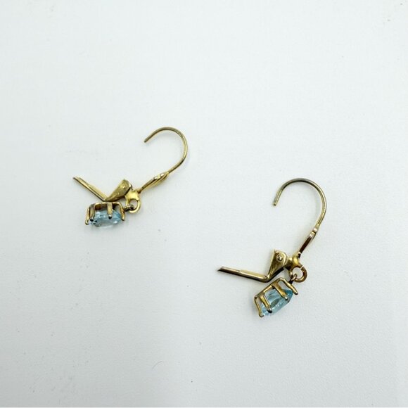 Blue Topaz Gold Vermeil Leverback Earrings - Picture 6 of 7